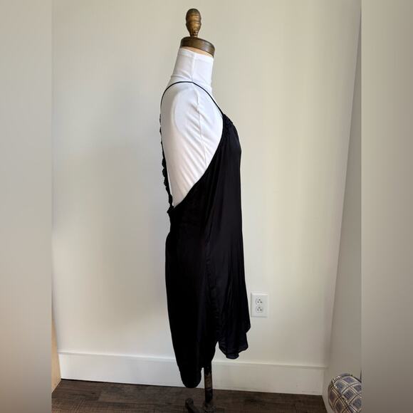 BHLDN SILKY BLACK LACE BACK CHEMISE SLIP MEDIUM - Picture 3 of 9